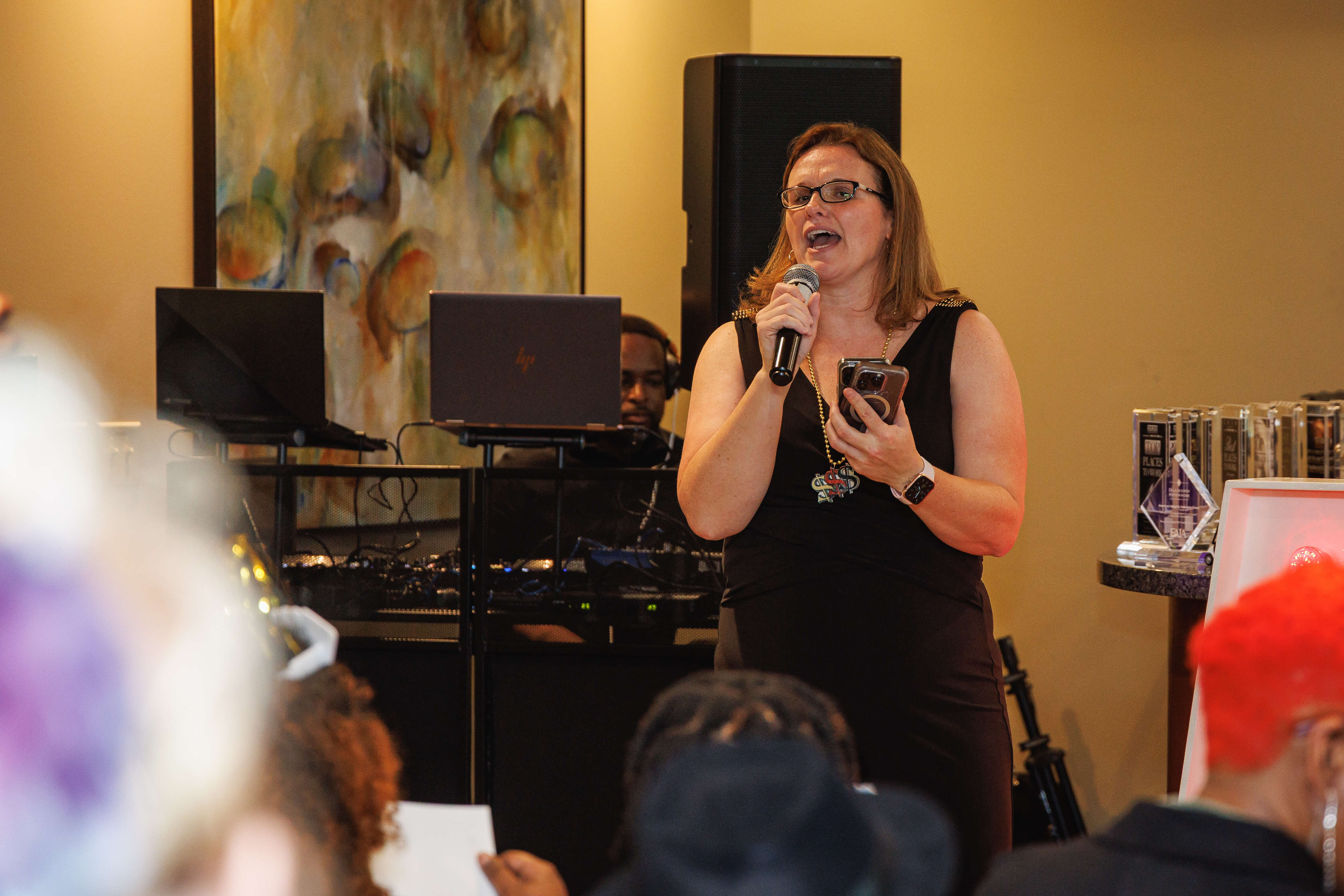 Carey Southern sings Karaoke at Winning Streaks party